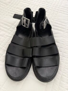 Dr. Martens Black Triple-Strap Leather Sandals